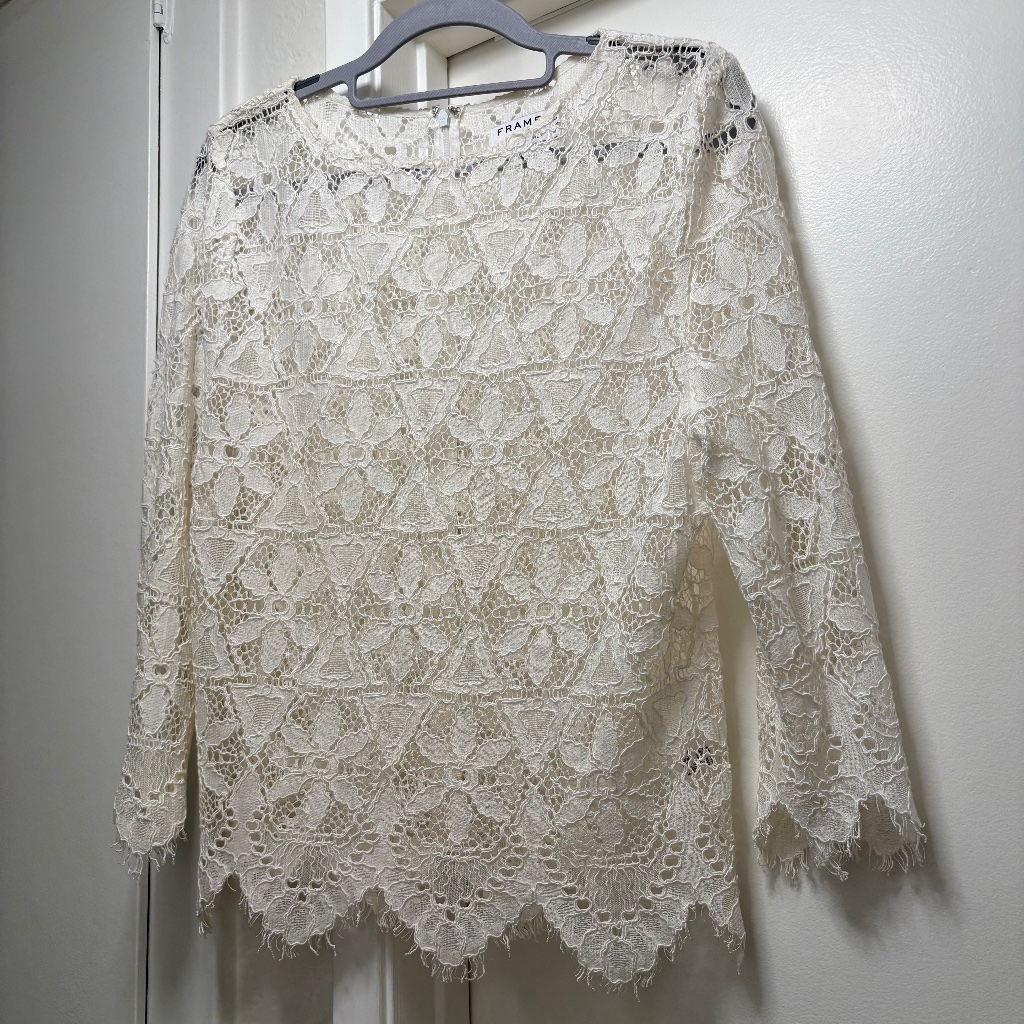 Frame Lace Shirt - Ivory Colored - Size Medium